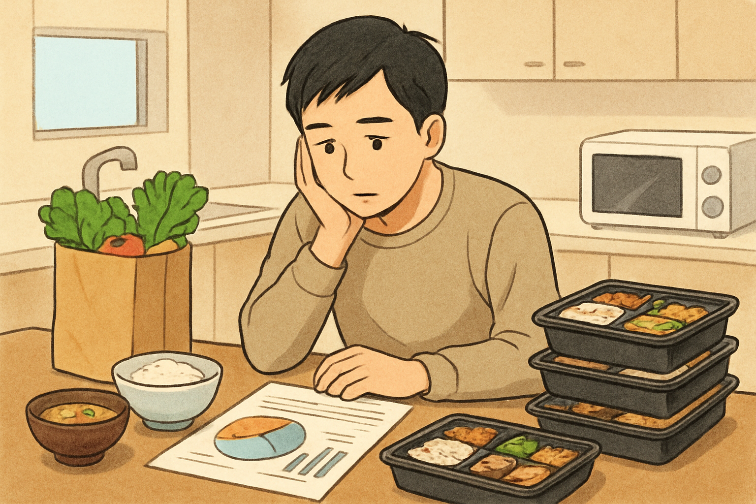 一人暮らしで自炊しない人の食費は月いくら?4万〜6万円目安と宅配食での組み替え方