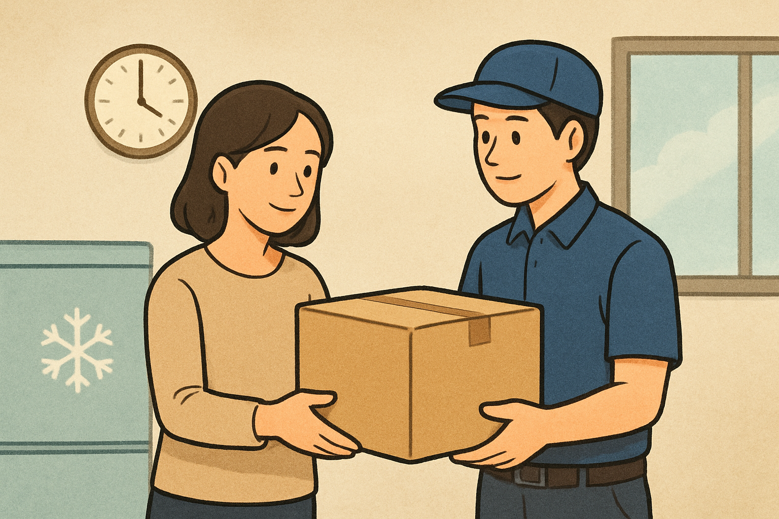 宅配便(冷凍便)タイプは「時間帯指定+再配達」を使える場合があります