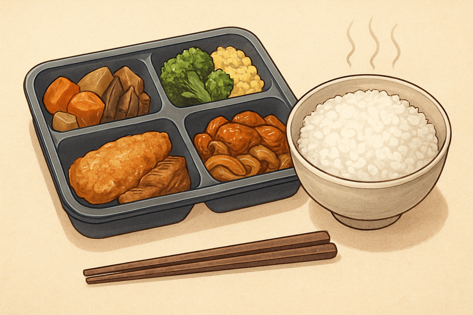 おかずのみ冷凍弁当とご飯を合わせる具体的な組み立て方